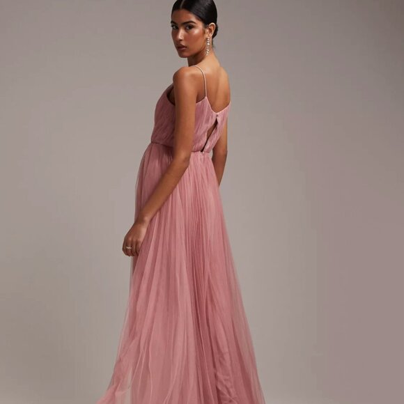 Tulle bridesmaid maxi dress in rose - Picture 8 of 9